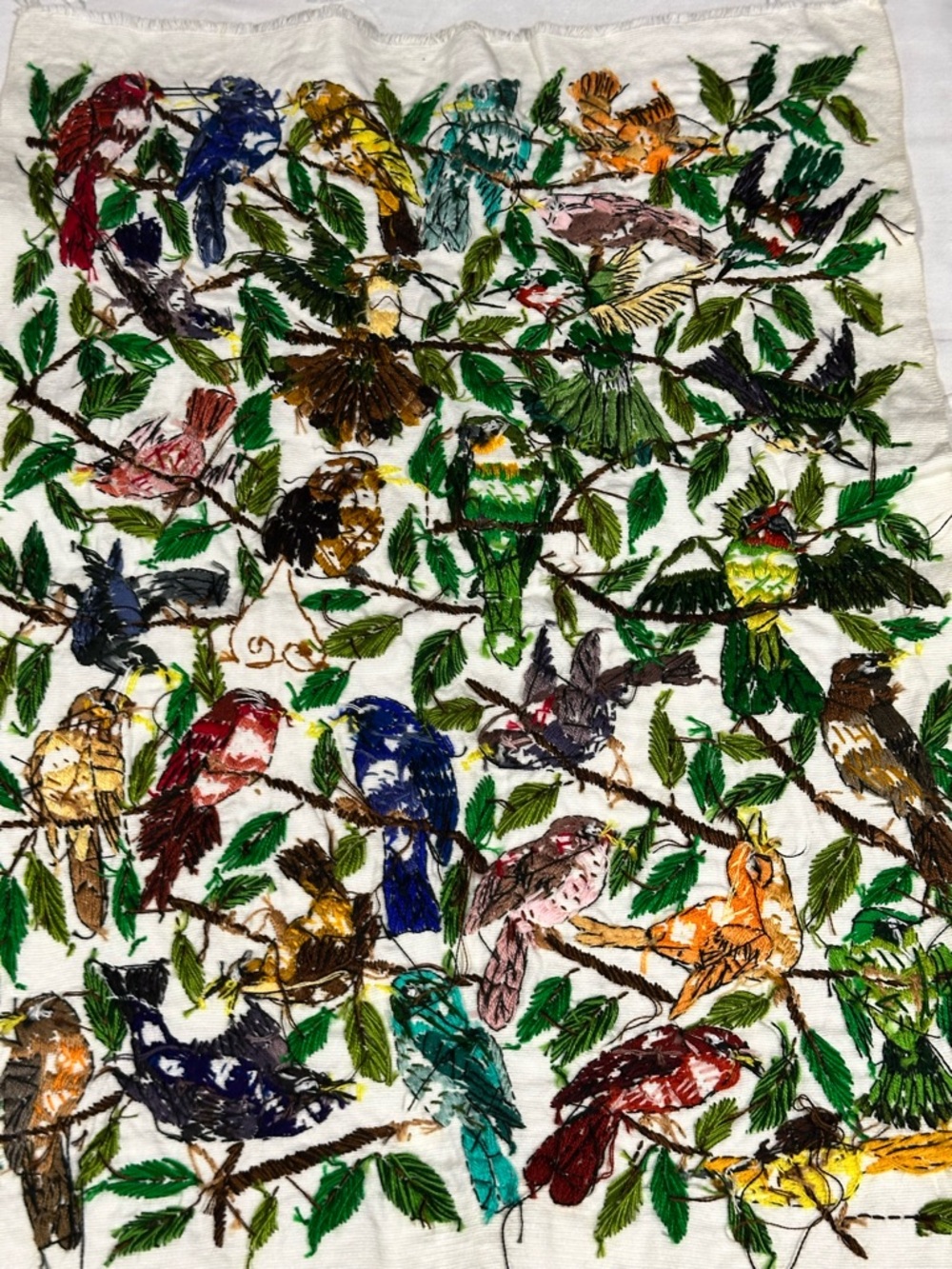 Vintage Hand Embroidered Guatemalan Bird Textile | Santiago Atitlán Folk Art - Picture 6 of 8